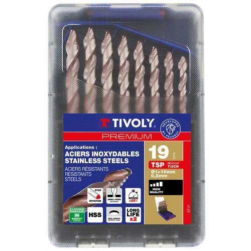 COFFRET 19 FORETS MÉTAUX HSS TAILLÉS MEULÉS AFFÛTAGE TIVOLY SMART POINT - Ø 1 À 10 MM TIVOLY