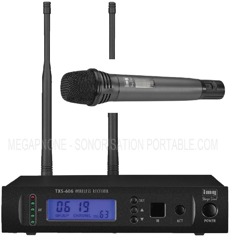 Émetteur-récepteur multifréquences UHF PLL TXS-606 Monacor - 1000 canaux réglables et système True Diversity_0