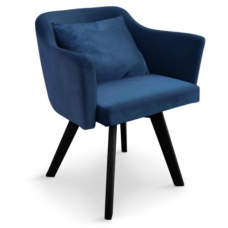 Fauteuil scandinave en velours bleu - Paris Prix - Design contemporain, confortable et compact (67cm)_0