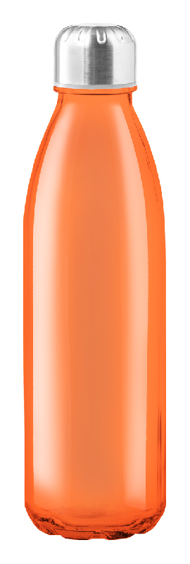 Gourde en verre transparent - 650 ml - bouchon inox - couleur orange_0