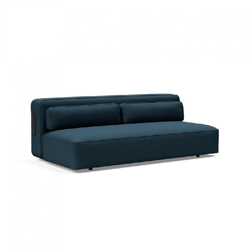 Innovation Living - Canapé convertible design Yonata tissu Argus Navy Blue - Lit 145x200 cm, pied aluminium laqué noir_0