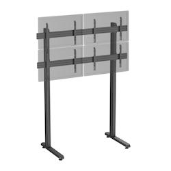 KIMEX Support TV sur pieds - mur d'images 4 écrans 45''- 55'' hauteur 240cm à poser noir - noir 3700685426153_0