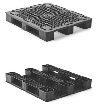 Palette plastique médium 1220x1020x150 mm - plateau ajouré - 3 semelles - charge 5000 kg_0