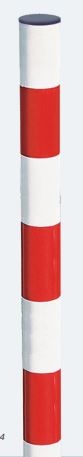 Potelet pompier fixe - Hauteur 1000 mm - Tube acier ø 76 mm - Blanc avec bandes rétroréfléchissantes rouges - Scellement direct ou fourreau d’amovibilité_0
