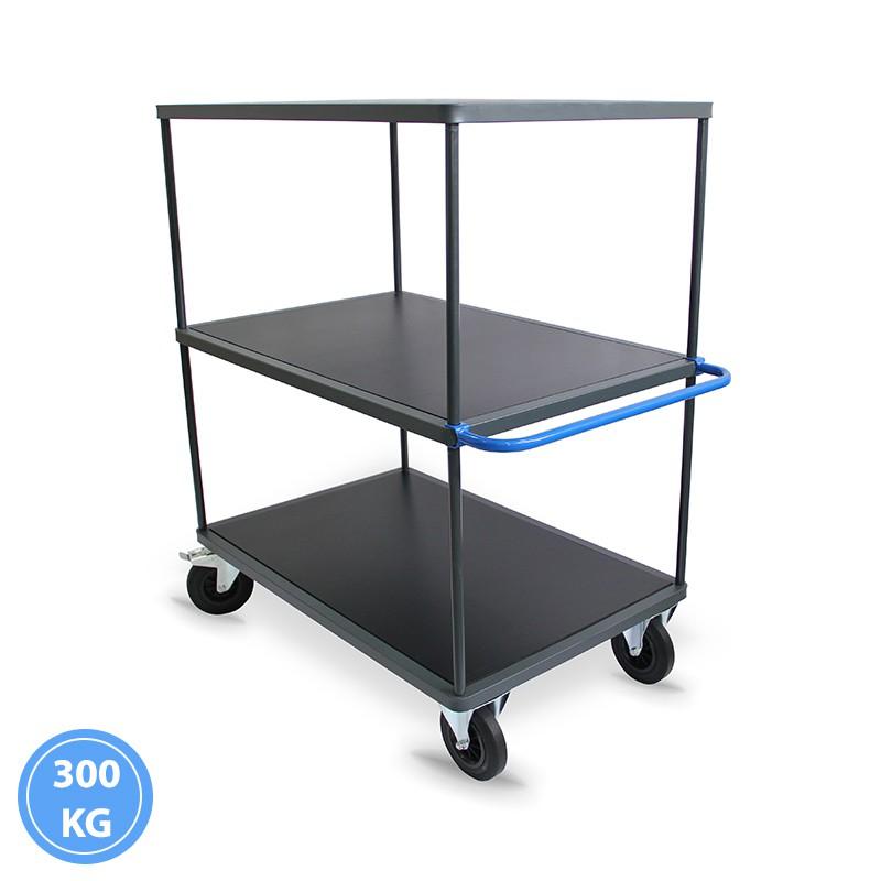 Servante d'atelier Manuest - 3 plateaux hauts - capacité 300 et 500 kg - format 1200 x 800_0