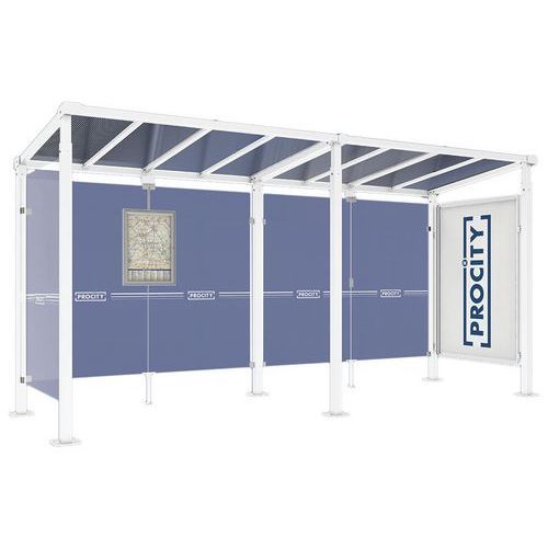 ABRI BUS MILAN 5M 1 VITRINE 1 BARDAGE LATÉRAL BLANC 9010 - PROCITY