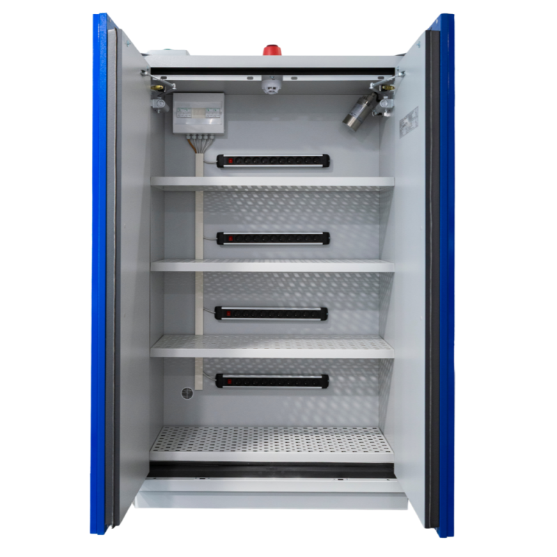 Armoire de charge batteries lithium-ion, 4 étagères, L 1200 mm_0