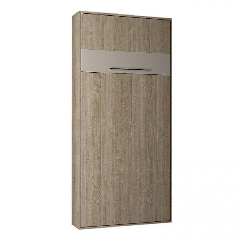 ARMOIRE LIT ESCAMOTABLE KOMPACT OUVERTURE ASSISTÉE, COLORIS CHÊNE COUCHAGE 90*200 CM._0