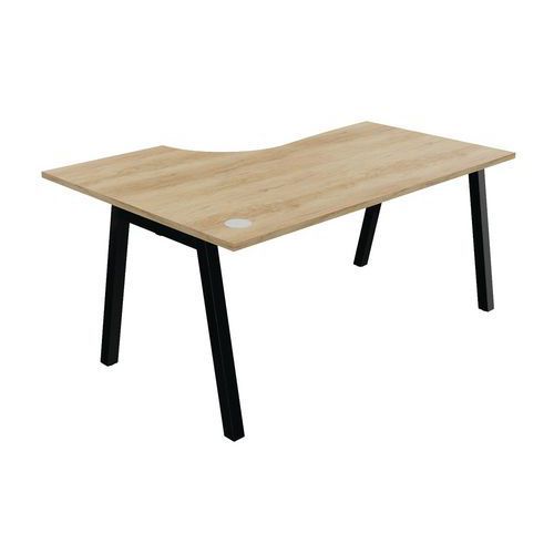 BUREAU COMPACT PARTAGE RETOUR DROIT 160 CM CHÊNE VIEILLI / NOIR - BURONOMIC