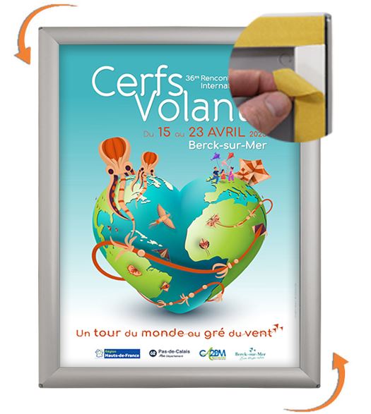 Cadre aluminium mural adhésif Visu-Clic® A3 - Réf. 2142232A - Fixation adhésive et vis inclues_0