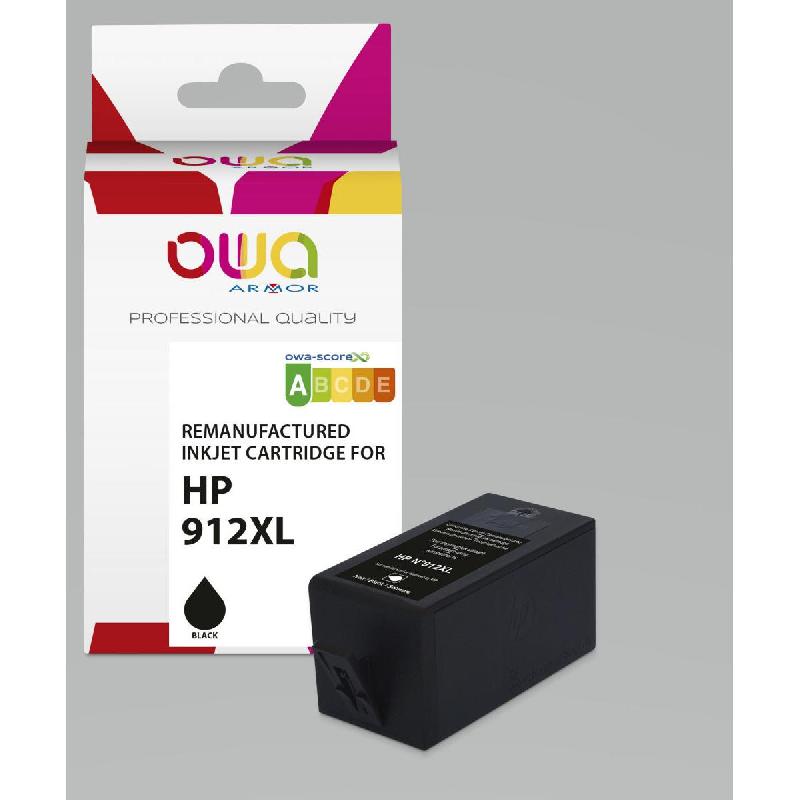 CARTOUCHE D'ENCRE OWA REMANUFACTUREE COMPATIBLE POUR HP 912XL - GRANDE CAPACITE - NOIR