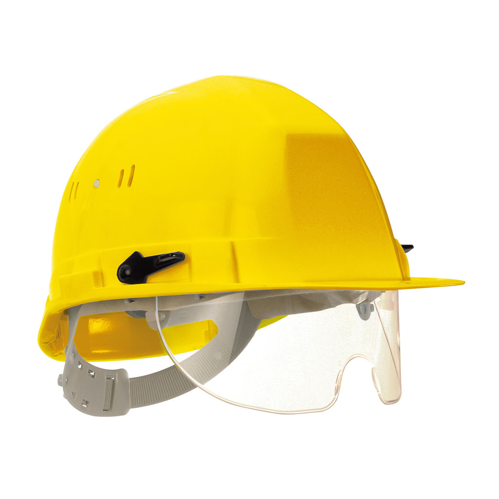 Casque de chantier avec lunettes intégrées VISIOCEANIC PTC03 - Réf. MO65123 - Coverguard - Coiffe en polyéthylène HD et réglage manuel_0