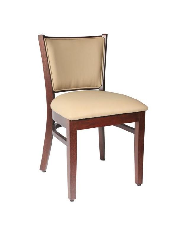 Chaise Venise - bois teinte wengé - assise et dos en simili cuir noir ou beige_0