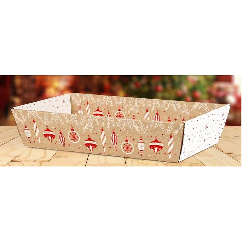 Corbeille carton kraft rectangle Parures rouges 28x20,5x5,5cm - par 50_0