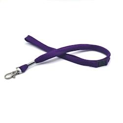 Cordon tour de cou sécurisé - Tube 12 mm avec crochet métal (lot de 100) - Violet polyester - Réf 1437297_0