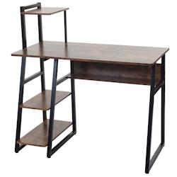 Décoshop26 - Bureau avec étagères table pour ordinateur 100x50 cm métal et MDF marron 04_0006012 - marron 3000261596592_0