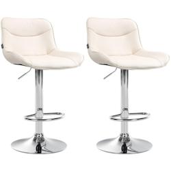 Décoshop26 - Lot de 2 tabourets de bar x1 avec coutures décoratives en PVC crème pied en trompette métal chromé 10_0004449 - 3000252108391_0
