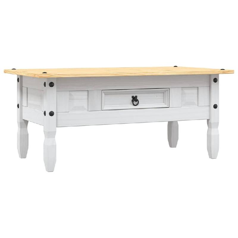 Décoshop26 - Table basse avec tiroir design rustique classique 100 x 55 x 44 cm bois de pin massif blanc DEC039907 - blanc Bois massif 3000264656729_0
