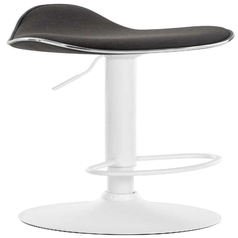 Décoshop26 - Tabouret de bar x1 assise ergonomique en tissu gris foncé pied en trompette en métal blanc 10_0005396 - blanc métal 3000252624709_0