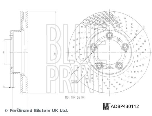 Disque de frein Blue Print ADBP430112 - poinçonné/ventilé - avant - boîte de 1 disque_0