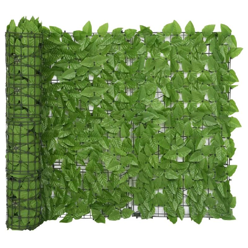 Écran de balcon brise-vue - Protection intimité avec feuilles vertes 500x100 cm - Polyéthylène et tissu_0