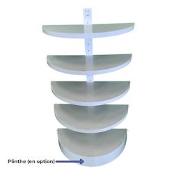 Terminaison DEMI-RONDE de Gondole Centrale EUROP'METAL - Blanc H.164xP.40cm - Base + 4 Tablettes TG12PROF400_0