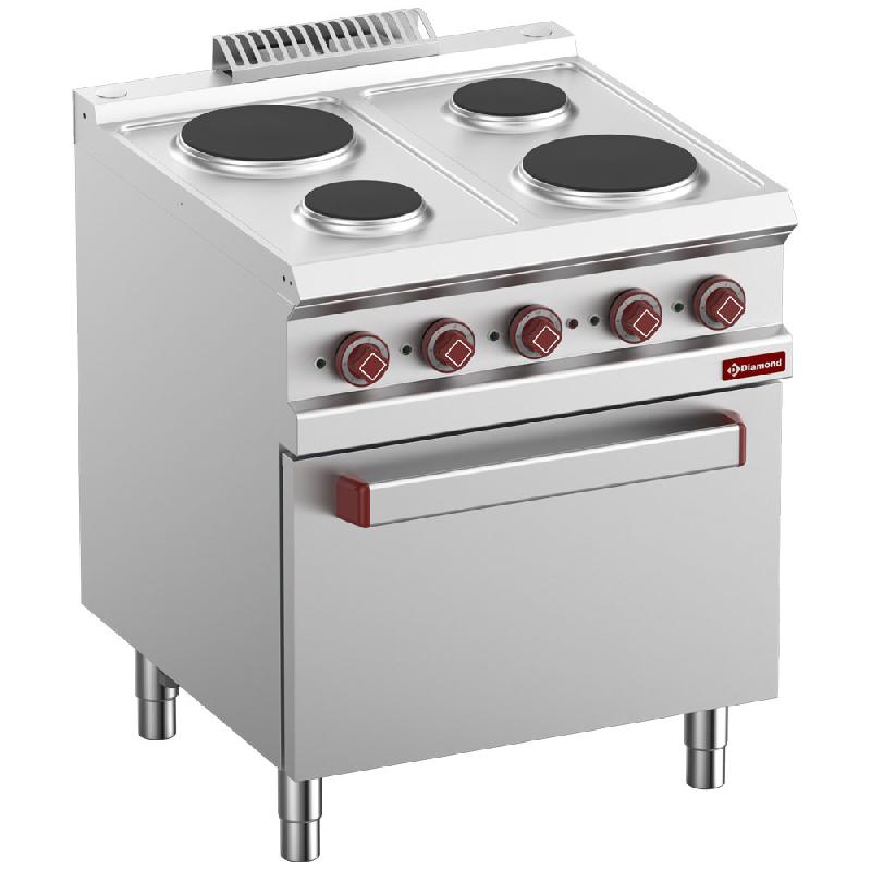 Fourneau 4 plaques ronde + four gn 2/1 + grill électrique - PE7/4PF7-N_0