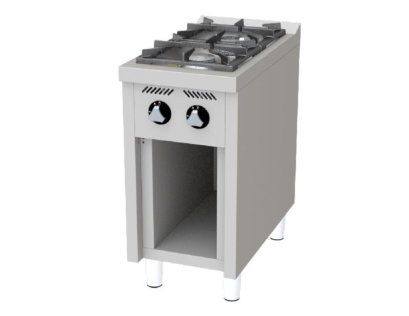 Fourneau à gaz professionnel - 2 feux vifs sur placard ouvert - profondeur 750 mm - modèle C2F750E_0