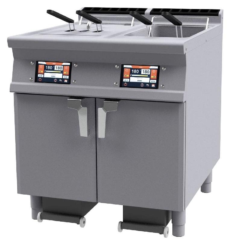 Friteuse électrique digitale 2 bacs 25+25 lt. Structure en acier inoxydable. Dimensions 80x90 h90 cm. Modèle F2/25-98ETD - 2162_0