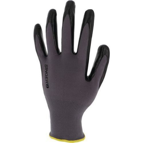 GANTS DE MANUTENTION ENDUCTION NITRILE SUPPORT POLYAMIDE GRIS/NOIR TAILLE 7 - SINGER SAFETY