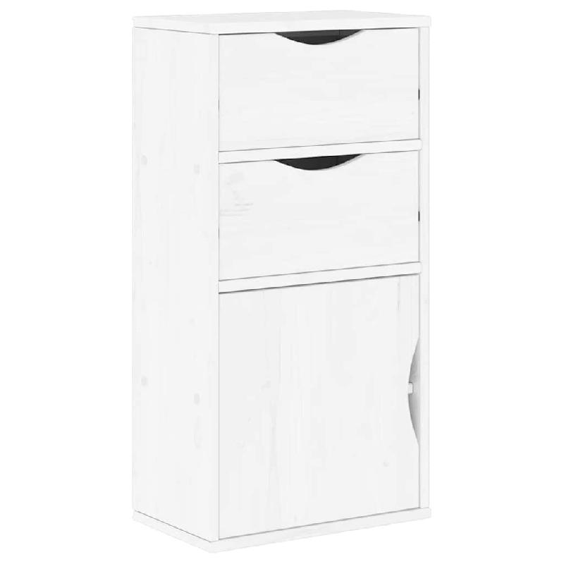 Helloshop26 - Armoire latérale en bois massif pin 40 x 24 x 79 cm grand espace de rangement style rustique en bois blanc 02_0058045 - blanc Bois mass_0