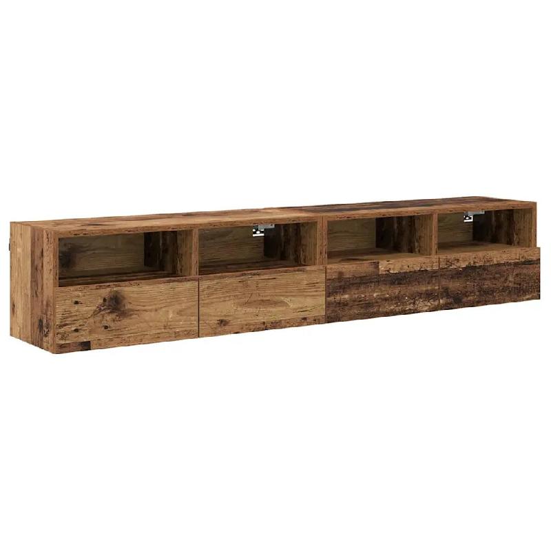 Helloshop26 - Lot de 2 meubles TV muraux minimalistes rangement pratique 80 x 30 x 30 cm en bois d'ingénierie ancien 02_0052791 - Bois massif 3000237_0