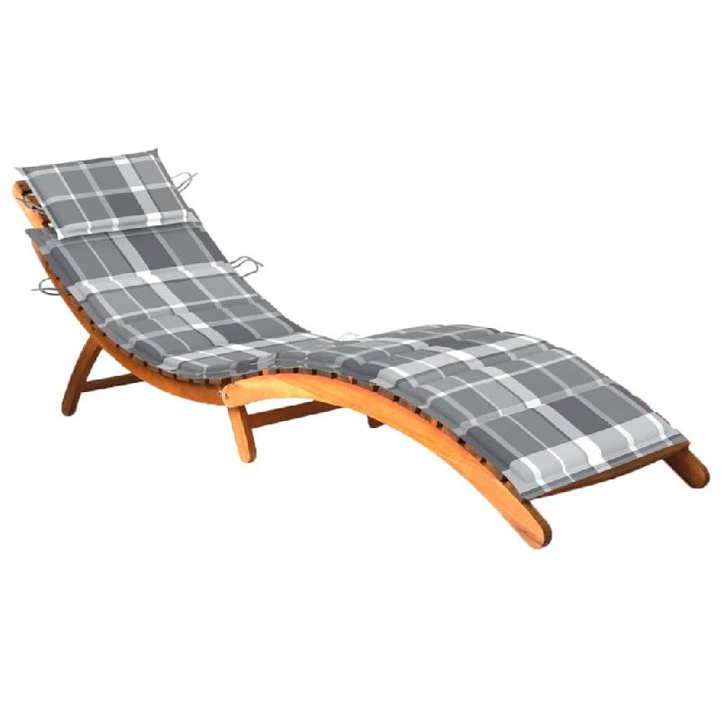 Helloshop26 - Transat chaise longue bain de soleil lit de jardin terrasse meuble d'extérieur avec coussin bois d'acacia solide 02_0012403 - multicolo_0