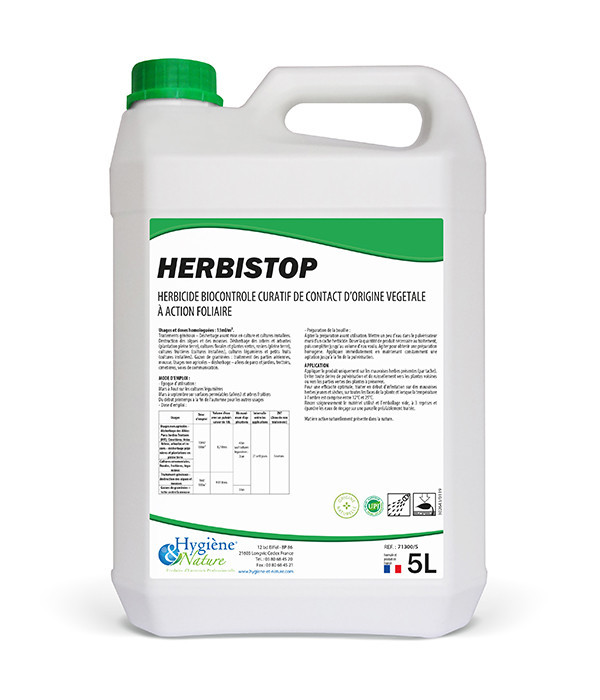 Herbistop herbicide biocontrole curatif de contact a action foliaire (desherbant) bidon de 5l_0