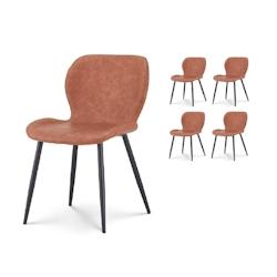 Kosmi Lot de 4 chaises de salle à manger NINALOU en simili marron - 3760301696582_0