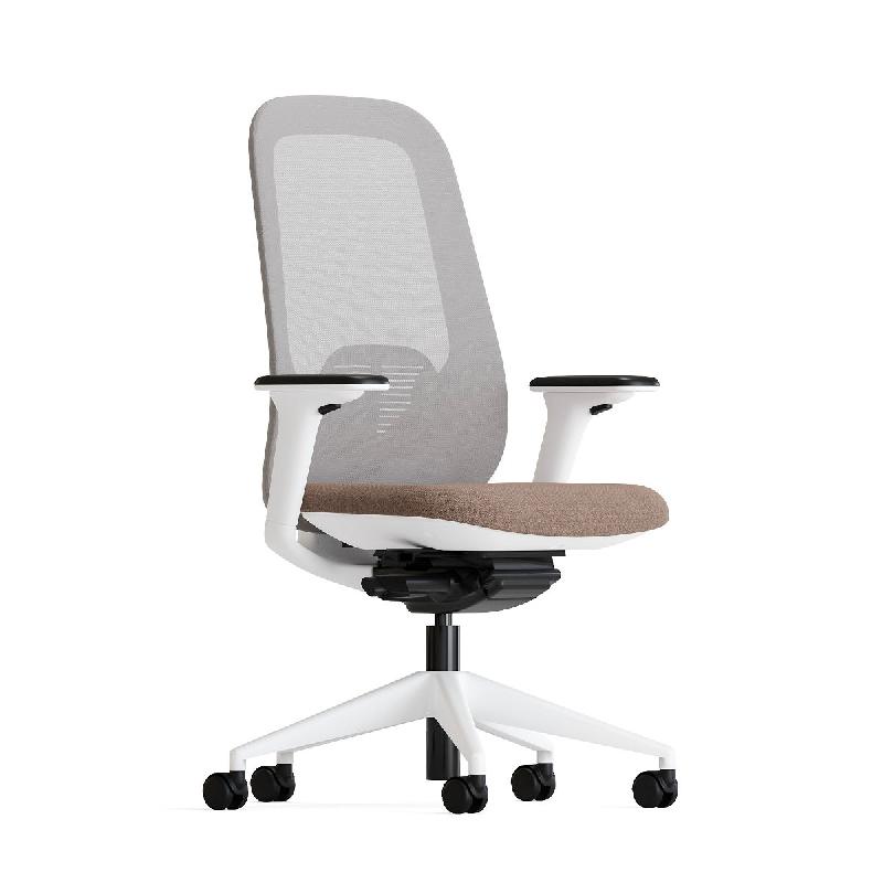 Fauteuil de bureau Lign-a R - siège ergonomique en résille avec cadre blanc réglable_0