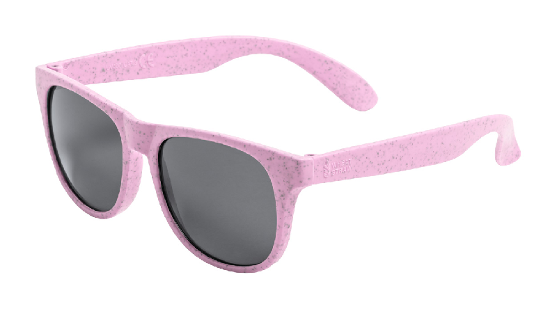 Lunettes de soleil en plastique écologique - paille de blé - protection UV400 - couleur rose - 18g_0