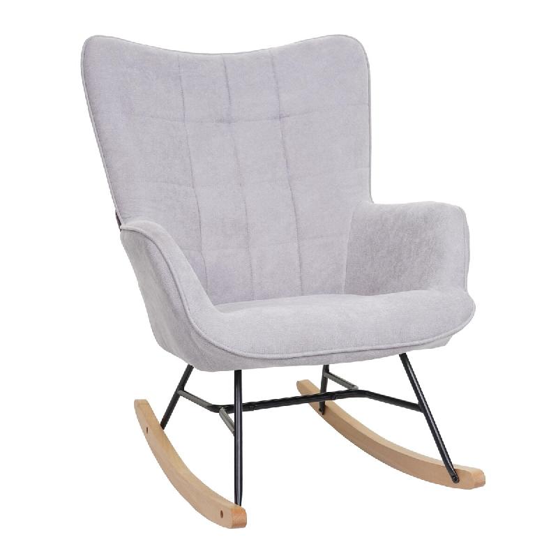 Mendler Fauteuil à bascule HWC-K36, fauteuil oscillant Fauteuil de relaxation Fauteuil TV, tissu/textile ÖKO-TEX ~ gris - gris textile 89753_0