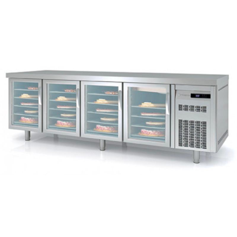 Meuble réfrigéré 800 positif - 4 portes vitrées - Série PÂTISSIER 600x400 - Température -2°/+8°C - Capacité 595L_0