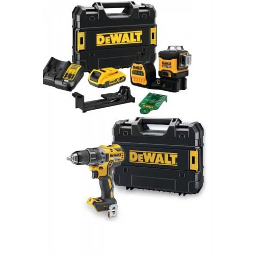 NIVEAU LASER MULTI LIGNES 3X360° XR 12V/18V-DCE089D1G18 + PERCEUSE VISSEUSE COMPACTE 18V DCD791NT-XJ DEWALT