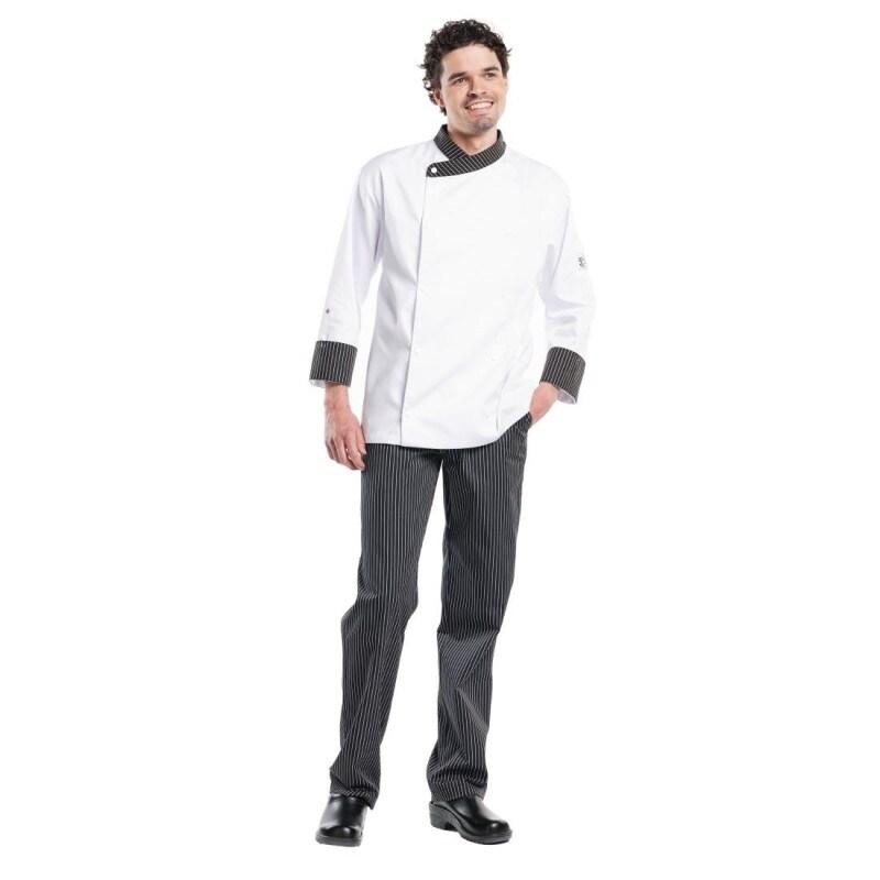 Pantalon de cuisine mixte Chaud Devant Ligne Noir rayé noir et blanc 48 - 48 A140-54_0