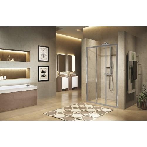 PORTE DE DOUCHE - PORTES COULISSANTES - VERRE TRANSPARENT -LUNES 2.0 3P 96-102CM NOVELLINI