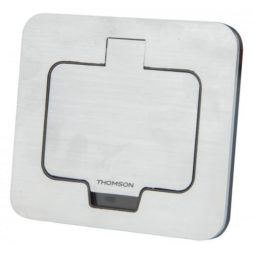 PRISE DOUBLE ÉTANCHE CARRÉE - 16A - 2P+T - IP55 - ALU BROSSÉ - INITIALE THOMSON