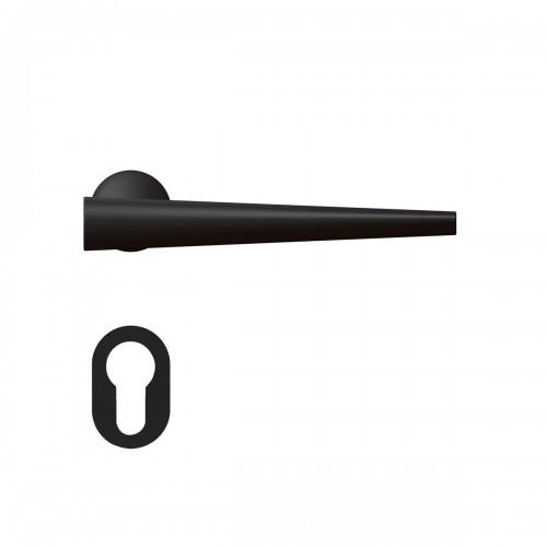 POIGNÉES DE PORTE SUR MINI-ROSACES RONDES SÉRIE ER 59M BROOKLYN - NOIR MAT - CLÉ I KARCHER DESIGN