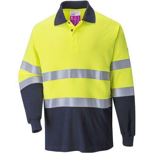 POLO FR74 ANTISTATIQUE RÉSISTANT AUX FLAMMES M BLEU/JAUNE - PORTWEST