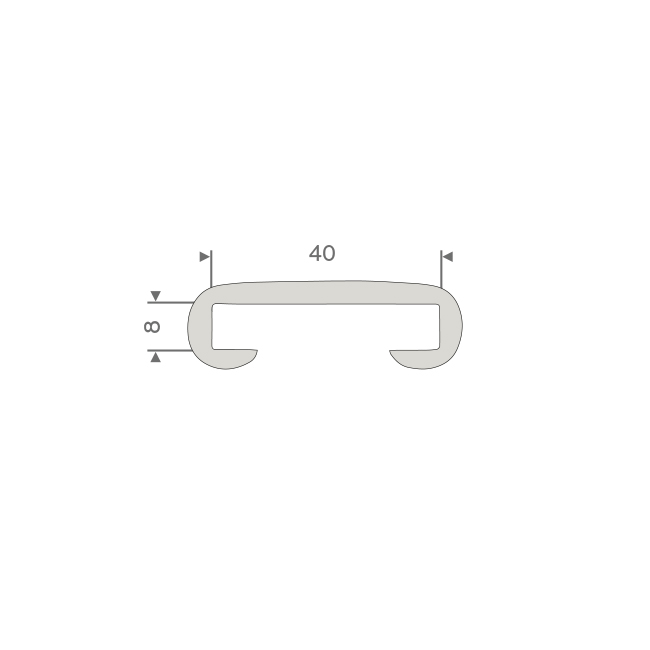 MAIN COURANTE ESCALIER PVC GRIS CLAIR 40X8 MM
