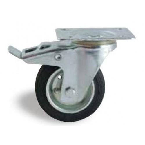 ROULETTE PIVOTANTE FREIN PLATINE TOLE NOIR 200 MM- CHARGE 250 KG - ROULEMENTS À ROULEAUX AVL
