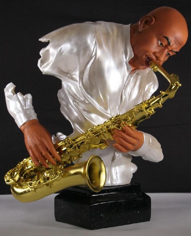 STATUETTE JAZZMAN SAXOPHONISTE 48 CM