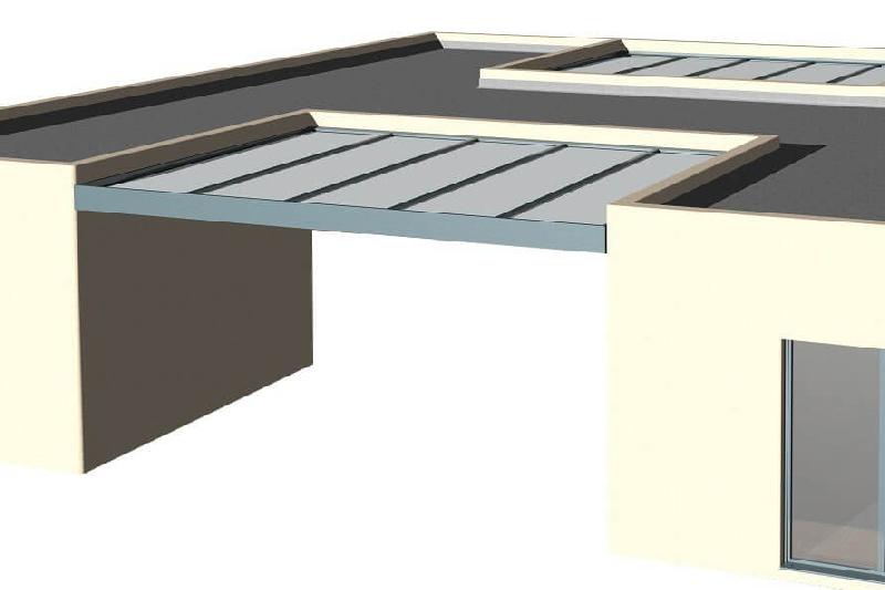 Structure Seule Carport Aluminium Toit Plat H3 Entre Murs Sur Mesure (Armature Sans Plaque) Référence: Structure Carport H3 Entre Murs_0