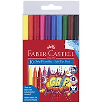FABER-CASTELL STYLO FEUTRE GRIP COLOUR MARKER, ÉTUI DE 10 - LOT DE 5